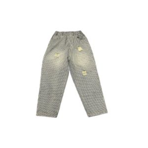 Cropped Denim Striped Pants